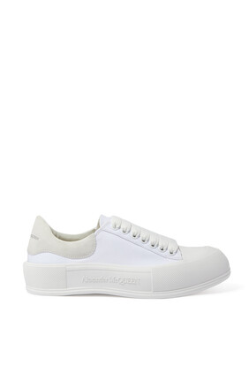 Deck Lace Up Plimsolls in Canvas